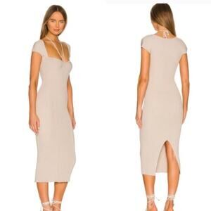 NEW Jonathan Simkhai Ribbed Florence Dress in Otter Size M